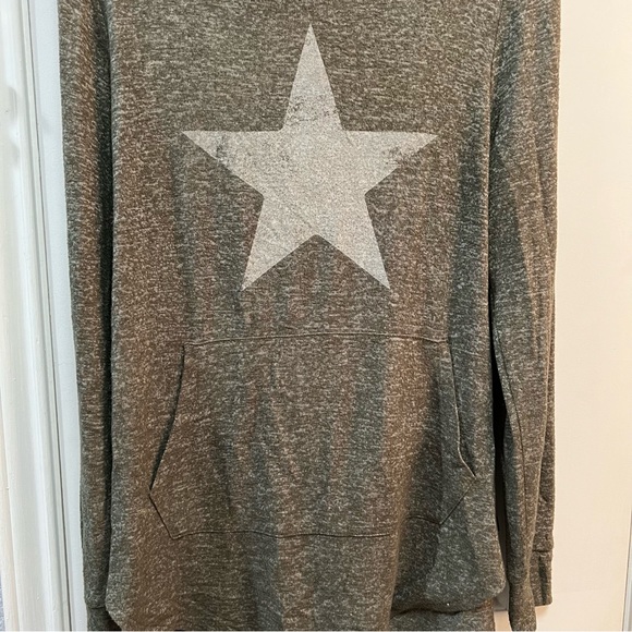 Grayson Threads Large Tunic Long Sleeve Green Top Star Hoodie Soft Pockets - Picture 2 of 5